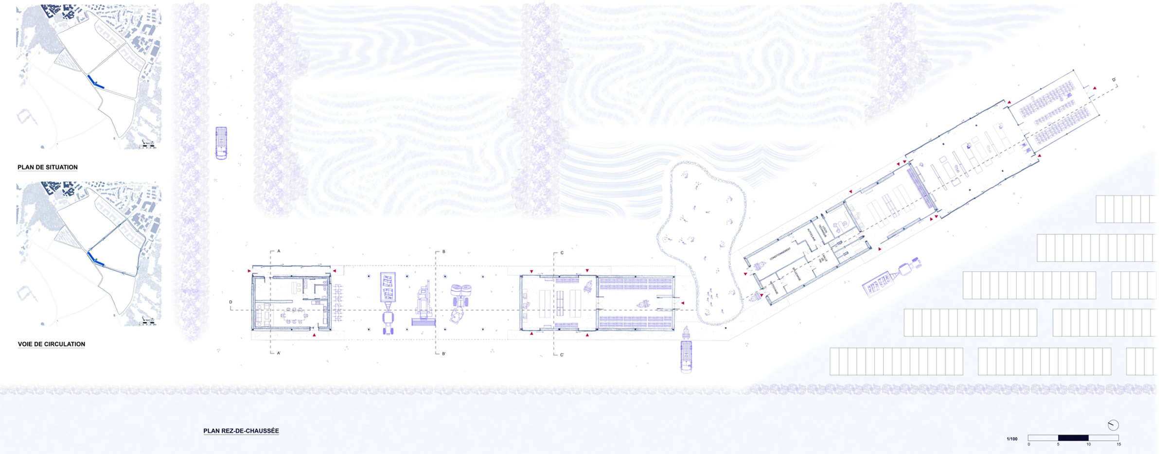 Sharing Farm — Planche de projet — implantation et plans