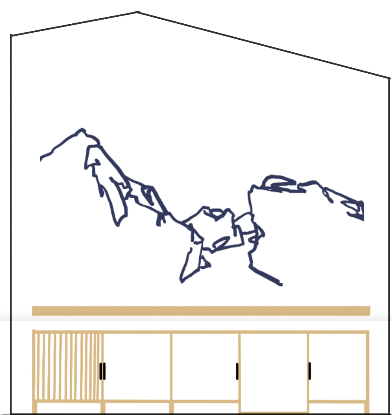 Péchabou — Dessin du mur et du buffet